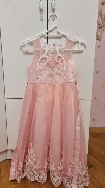 детские нарядные комплекты: Uşaq geyim dəsti 1) Qız üçün ziyafət donu - Rəng: Pudra çəhrayı - Üst — 2