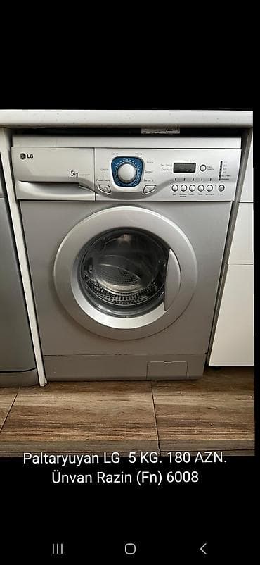 LG paltaryuyan maşın – 5 kq yükləmə tutumu. - Ön yükləməli dizayn -