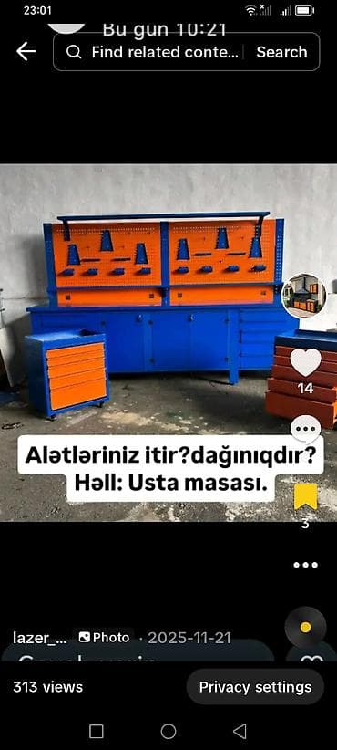 Məhsul: Usta masası və metal işçi stansiyası - Güclü metal