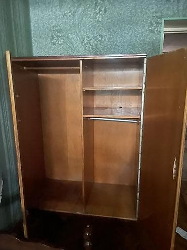 2 qapılı, Qəhvəyi, Taxta, Açılan, Düz dolab