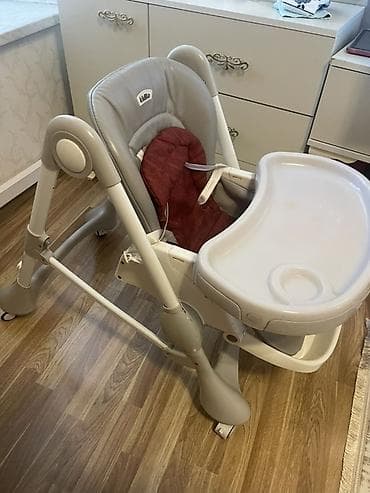 deri plas: Uşaq yemək stulu – Kidlilo - Rəng: açıq boz oturacaq, ağ süfrə, tünd — 3