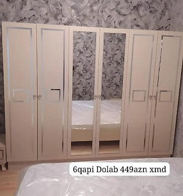 divar ref: 6 qapılı paltar dolabı – 449 AZN - Klassik krem rəngli dizayn — 1