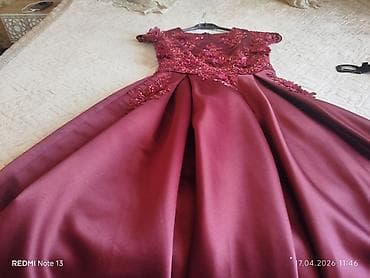 Bordo rəngdə zərif ziyafət/libas - Parça: parlaq atlas teksturası