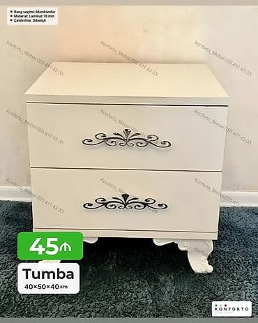 Tumba – 40×50×40 sm - Klassik üslubda, 2 çekmecəli tumbadır - — 1