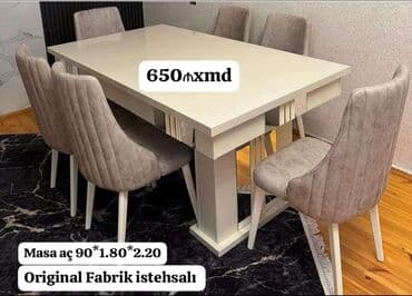 mətbəxt stol stulları: Qonaq otağı üçün, Yeni, Dördbucaq masa, 6 stul — 4