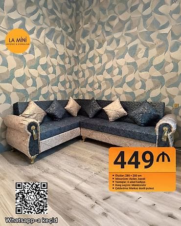 kunc divani: Künc divan, Açılan, Bazalı, Parça, Şəhərdaxili pulsuz çatdırılma — 1