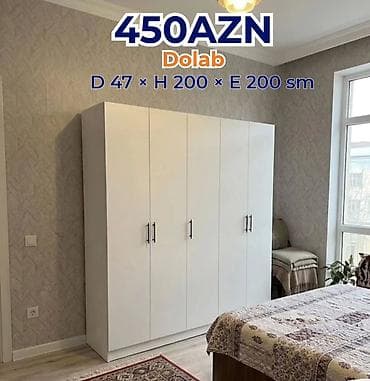 2 neferlik taxt: Ağ rəngli 4 qapılı paltar dolabı Ölçülər: - Dərinlik: 47 sm - — 1