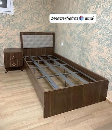 Tək nəfərlik taxta çarpayı dəsti. - Rəng: qəhvəyi ağac teksturası lalafo.az -da Tək nəfərlik taxta çarpayı dəsti. - Rəng: qəhvəyi ağac teksturası