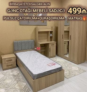 mebel bar: Gənc otağı üçün mebel dəsti və ayrıca ağ şkaf 1) Ağ 5 qapılı şkaf - — 2