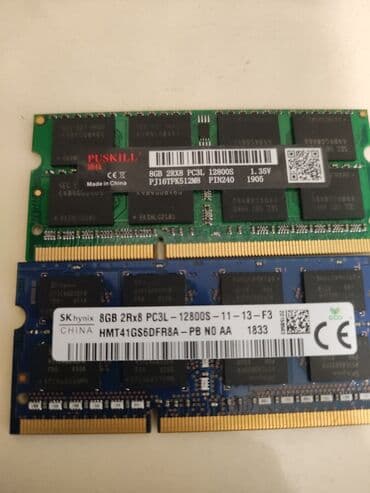 Operativ yaddaş (RAM): Operativ yaddaş (RAM) Hynix, 8 GB, 1600 Mhz, DDR3, Noutbuk üçün, İşlənmiş — 4