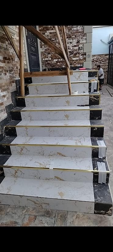 Mərmər və qranitlə pilləkən, döşəmə və divar üzləmə xidməti -