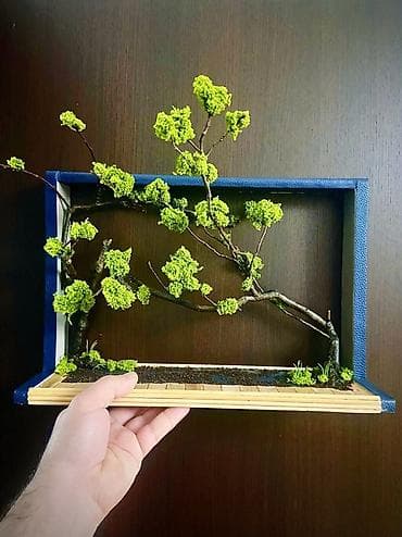 Divar üçün 3D mini landşaft paneli - Tərkib: təbii quru budaq