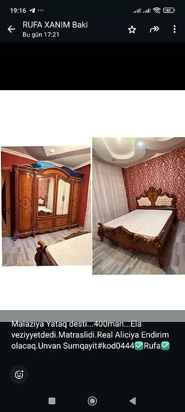 yataq mebeli ucuz qiymete: İkinəfərlik çarpayı, Dolab, Malayziya — 1