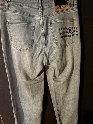 женские джинсы со стразами: Джинсы, M, L, цвет - Голубой — 8