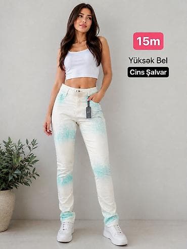 Yüksək bel strec lasin şalvar - Model: Yüksək bel, düz kəsim - Rəng — 1
