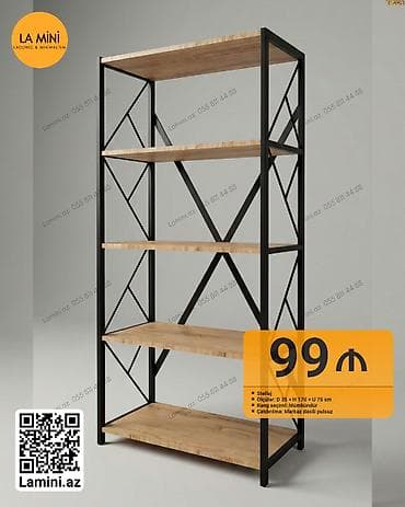 Sənaye üslubunda metal karkaslı rəf sistemi (stellaj). - Material