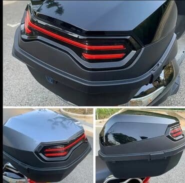 17 disk təkər: Qara rəngdə, arxa işıqları olan motosiklet üçün yük qutusu. ABS və PP — 7