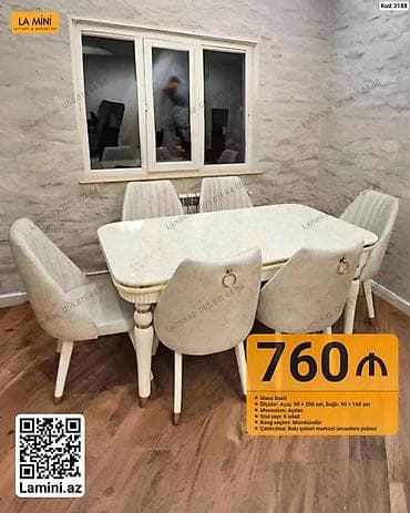 balkon stul: Masa dəsti – Kod: 3188 • Komplekt: 1 açılıb-bağlanan masa + 6 ədəd — 1
