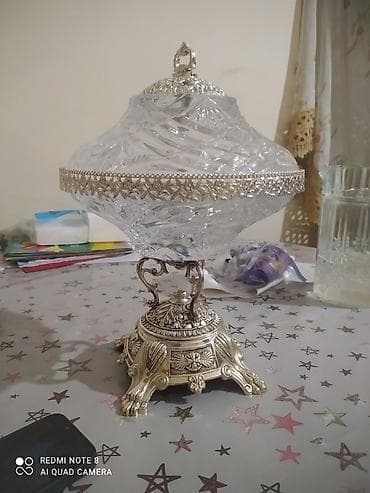 sufre bezedilmesi: Şüşə-qapaqlı dekorativ meyve qabi - Material: qalın kəsim naxışlı — 2