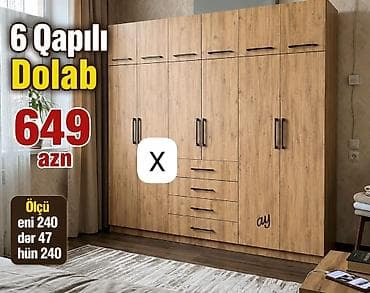 6 qapılı paltar dolabı - Material: ağac teksturalı laminat (isti — 1