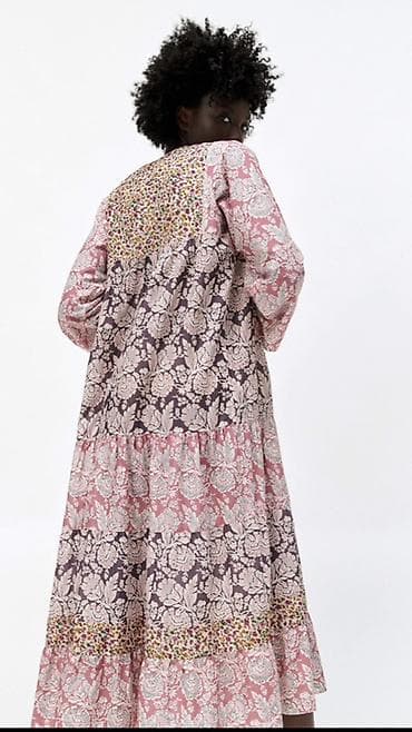 Qadınlar üçün uzun boho üslublu don - Model: geniş kəsimli, qat-qat — 5
