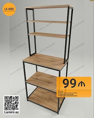 nerj cən: Minimalist metal-çarçivəli stellaj - Material: qara metal karkas + — 1