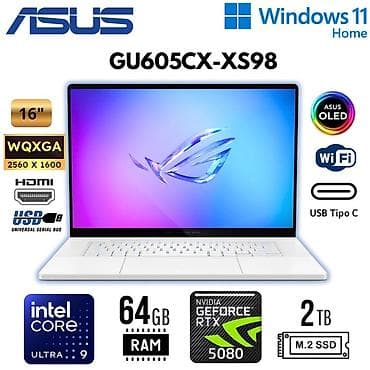 Yeni ASUS ROG, 16 ", Intel Core i9, > 2 TB, Ünvandan götürmə, Ödənişli çatdırılma, Rayonlara çatdırılma