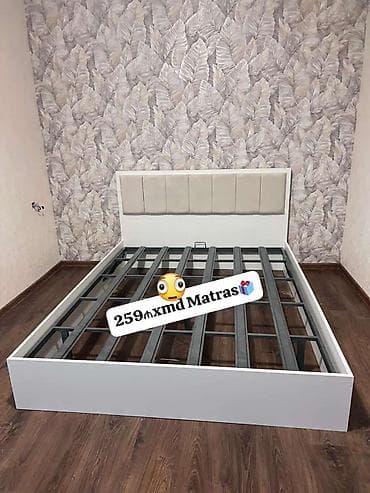 Mebel dəstləri və yataq modelləri - İki nəfərlik çarpayı karkası: Ağ