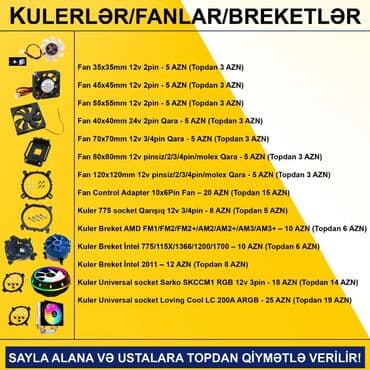 вентилятор для компьютера: Kulerlər/Fanlar/Breketlər SAYLA ALANA VƏ USTALARA TOPDAN QİYMƏTLƏ — 2