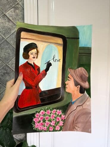 жидкий акрил: Məhsul: Orijinal əl işi rəsm əsəri Təsvir: - Süjet: Retro atmosferli — 1