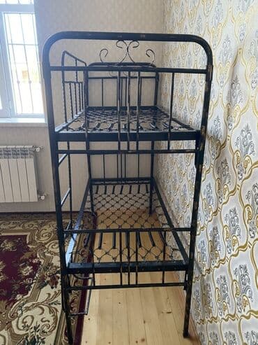 dəmir barmaqlıq: Metall iki mərtəbəli çarpayı - Material: möhkəm metal konstruksiya — 2