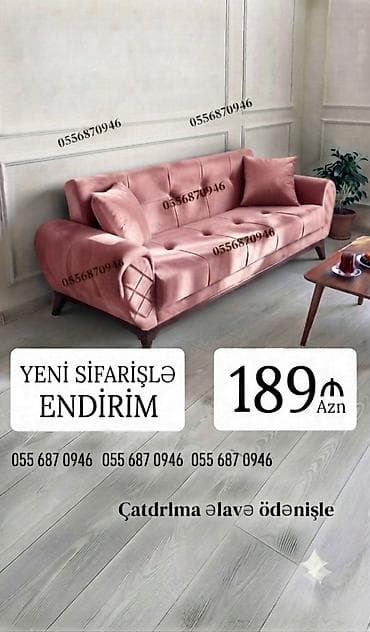 Divan, Qonaq otağı üçün, Vеlur parça, Bazalı, Açılan, Kitab