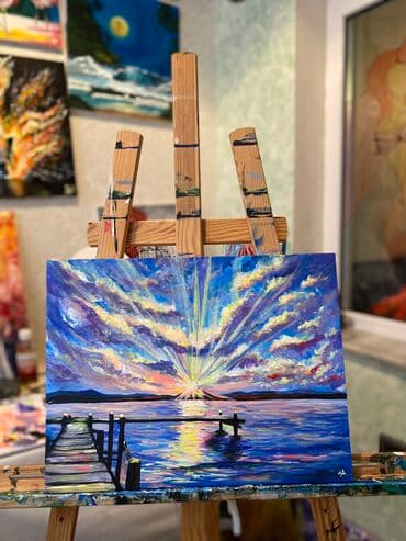 Deniz gunesh batiminda resm eseri sifariwle 30x40 olchusunde Akril