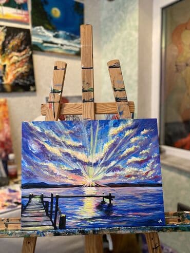 dəniz şəkilləri: Deniz gunesh batiminda resm eseri sifariwle 30x40 olchusunde Akril — 1