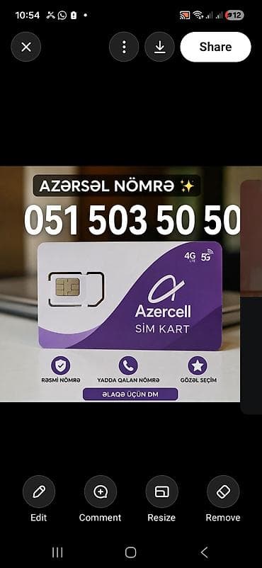 5g router: Məhsul: Azercell SIM kart – yadda qalan xüsusi nömrə 051 503 50 50 — 1