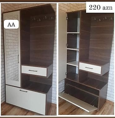 dəhliz: Yeni, 1 qapı, Güzgülü, Qəhvəyi, Digər material, Açılan, Düz dolab — 1