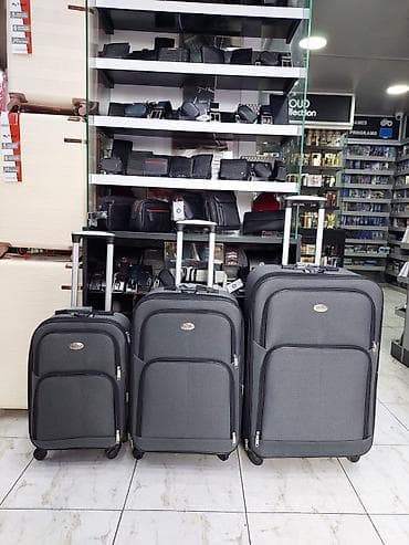 Çamadanlar: 3’lü tekstil çamadan dəsti - Rəng: tünd boz/qartal boz - Ölçülər — 1