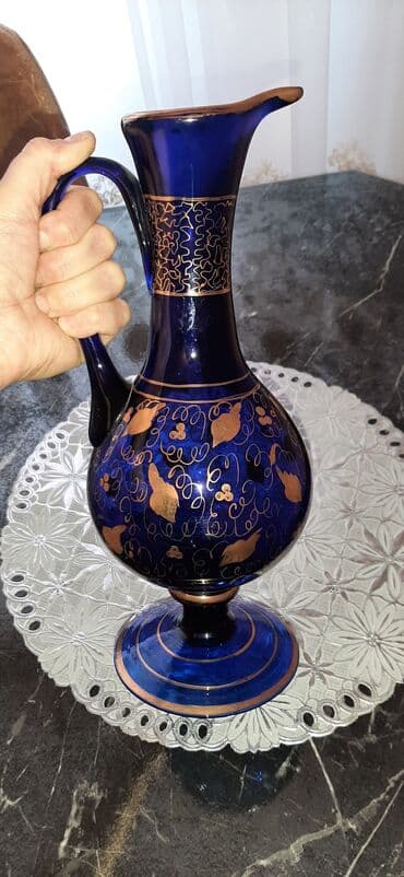 dekorativ qab: Rəng - Göy, Şüşə — 1