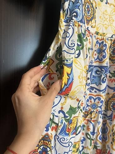 ketan don: Rəngarəng naxışlı yay donu - Model: kvadrat dekolteli, qısa “puf” — 3