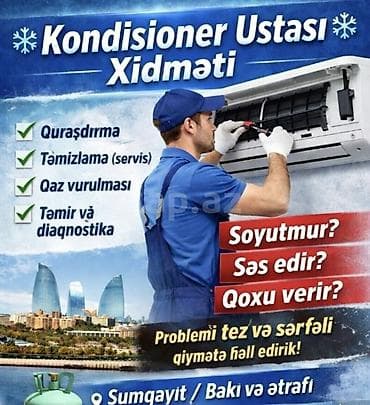 3 birinde printer: Kondisioner ustası xidməti Peşəkar xidmətlər: - Quraşdırma - — 1
