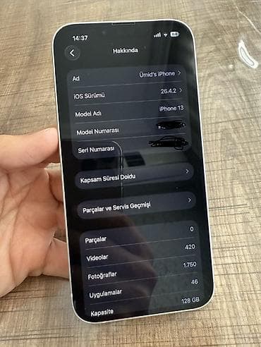 id: IPhone 13, 128 GB, Ağ, Face ID — 9