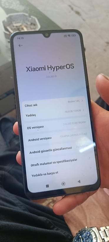 xiaomi mi s: Redmi 14C, 128 ГБ, цвет - Голубой, Отпечаток пальца — 2