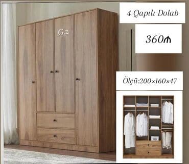 Açılan, 4 qapılı Düz dolab, Qarderob, paltar dolabı lalafo.az -da Açılan, 4 qapılı Düz dolab, Qarderob, paltar dolabı