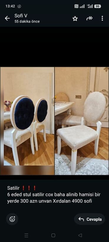 Satilir ❗❗❗ 6 eded stul satilir cox baha alinib hamisi bir yerde 300