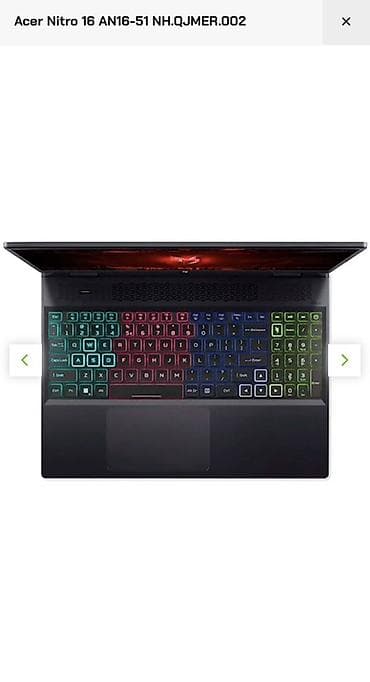 netbook acer: Model NITRO 16 AN16-51-50SN Tip Noutbuk Təyinat Gaming Prosessor — 6