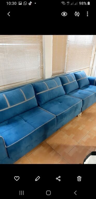 Divanlar: Künc divan, Yeni, Açılmayan, Bazasız, Vеlur parça, Çatdırılma yoxdur — 6