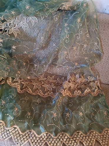 Zərif naxışlı tül parça - Material: şəffaf tül/organza tipli parça - — 1