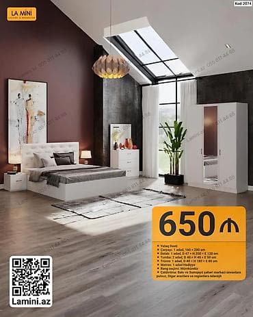 Yataq Dəsti – Kod: 2074 Komplektin tərkibi: - Çarpayı: 1 ədəd, 160 x — 1