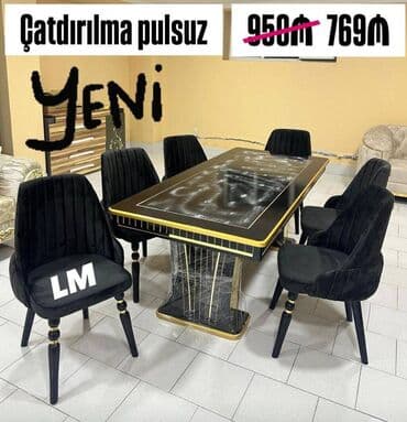 tap az masa ve oturacaqlar: Möhtəşəm masa dəsti👑 Yüksək keyfiyyətlə Qiymət : Masa :2x1 +6 — 1