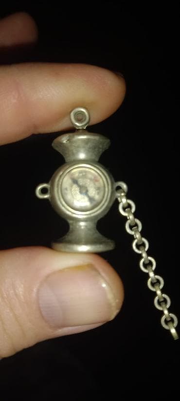elektron saatlar ucuz qiymete: Qədimi gümüş mini kompas asqı - Material: gümüş rəngli metal (asqı və — 3